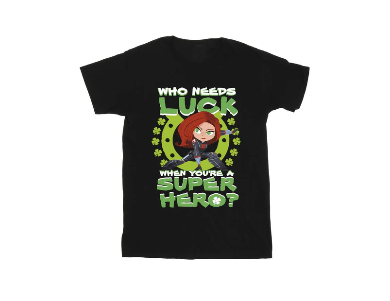 Marvel Boys St Patrick´s Day Black Widow Luck T-Shirt (Black) - BI25680