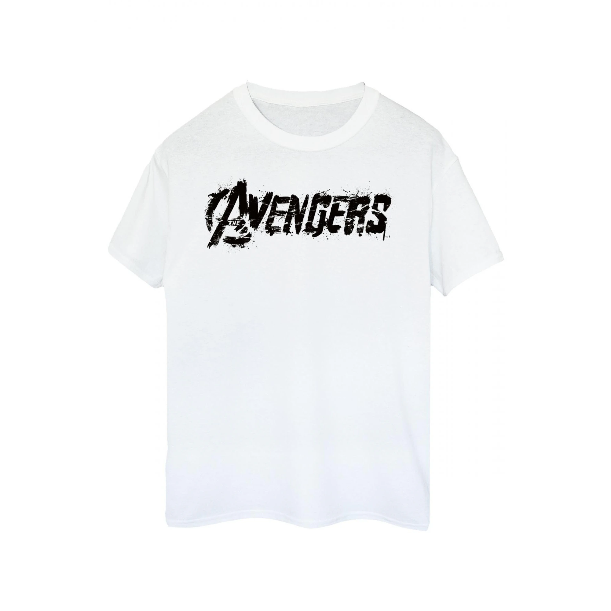 Marvel Avengers Mens Distressed Logo T-Shirt (White/Black) - BI328