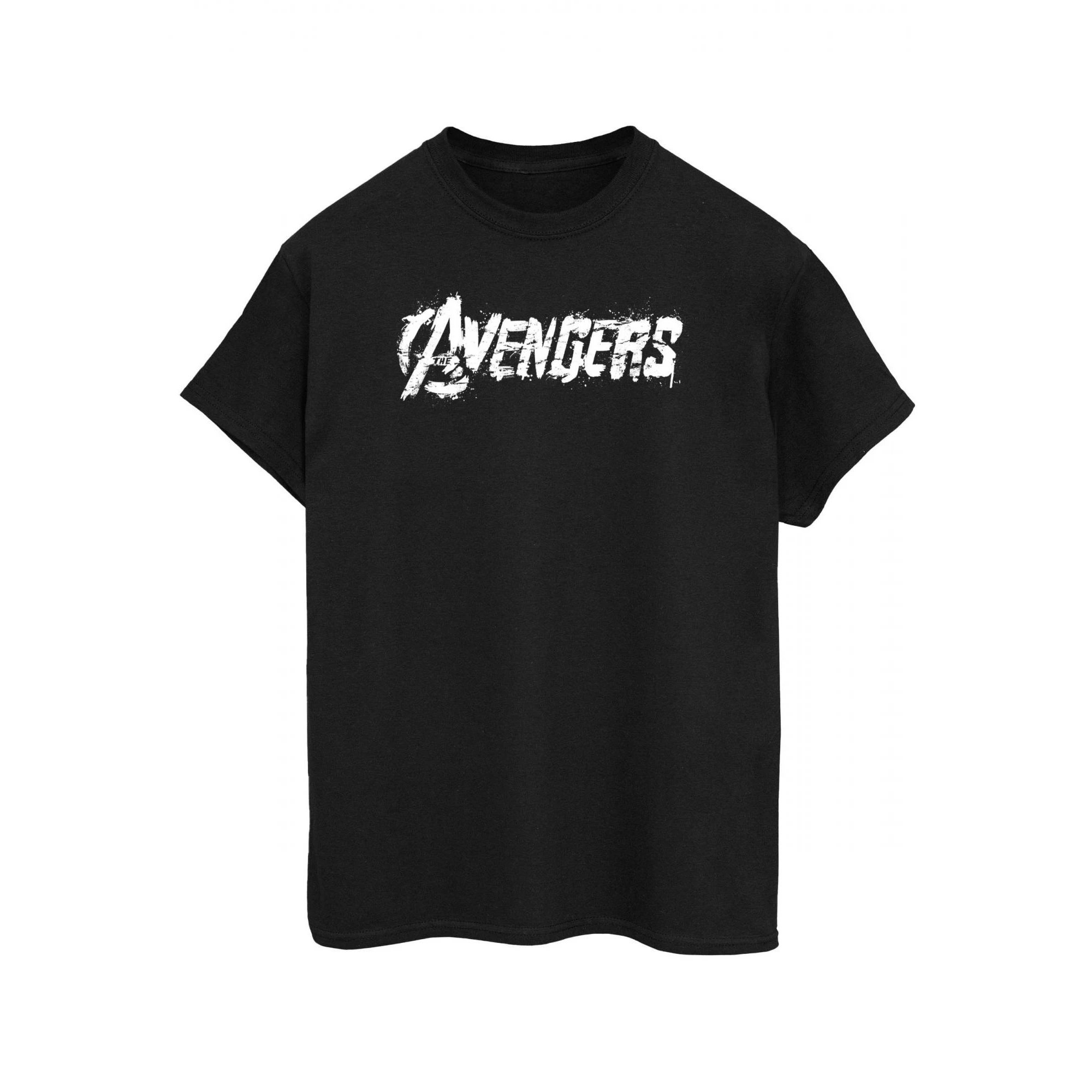 Marvel Avengers Mens Distressed Logo T-Shirt (Black/White) - BI328