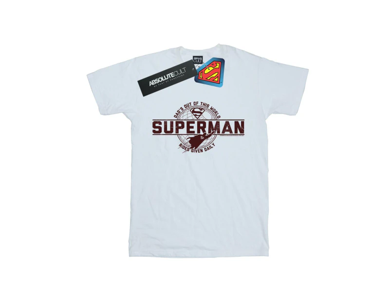 DC Comics Boys Superman Dad Out Of This World T-Shirt (White) - BI33844