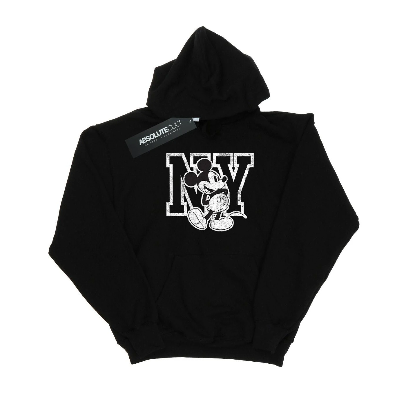 Disney Mens Mickey Mouse NY Kicking Hoodie (Black) - BI2482