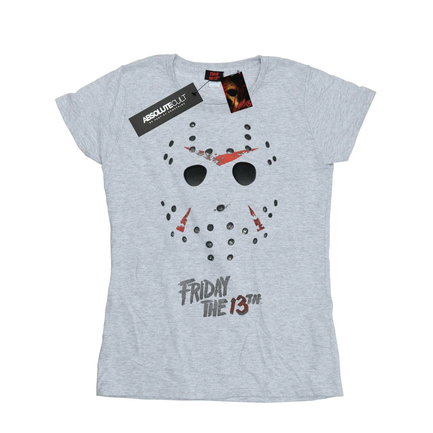 Friday 13th Womens Jason Hockey Mask Cotton T-Shirt (Sports Grey) - BI20504