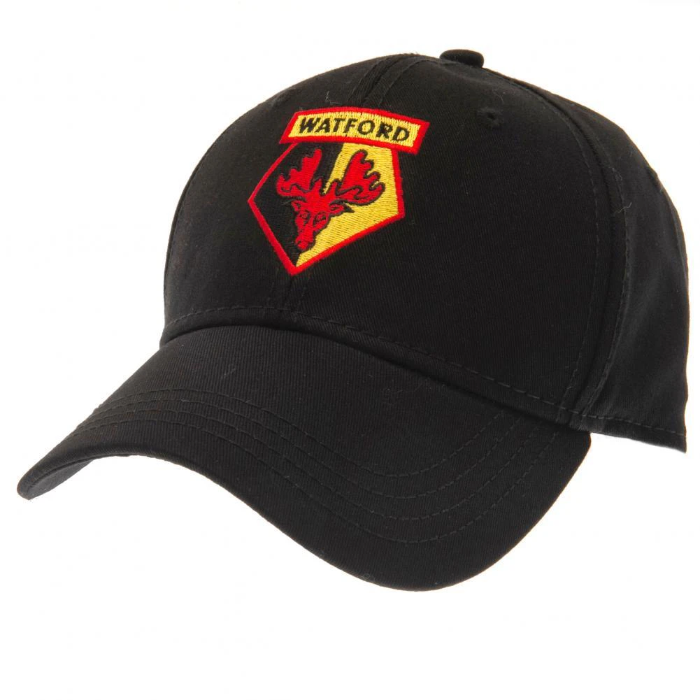 Watford FC Unisex Adult Crest Baseball Cap (Black/Red) - TA8603