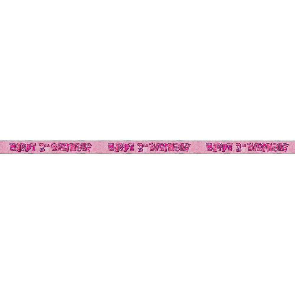 Unique Party Foil Glitz 2nd Birthday Banner (Pink) - SG34180