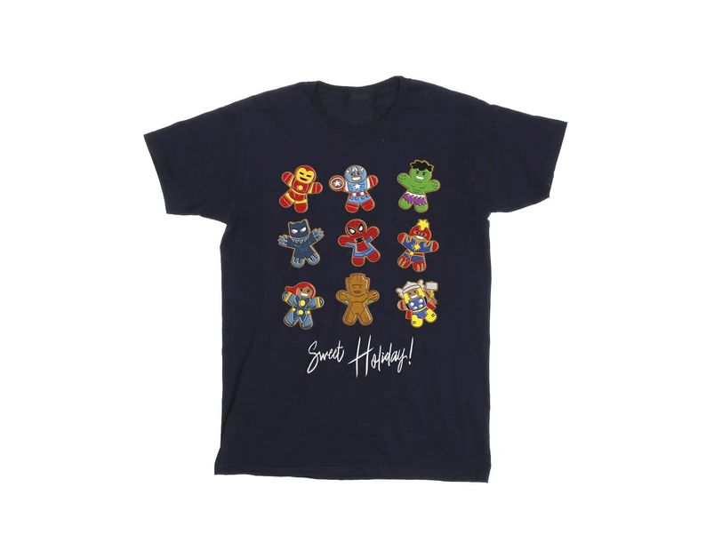 Marvel Boys Gingerbread Avengers T-Shirt (Navy Blue) - BI25871