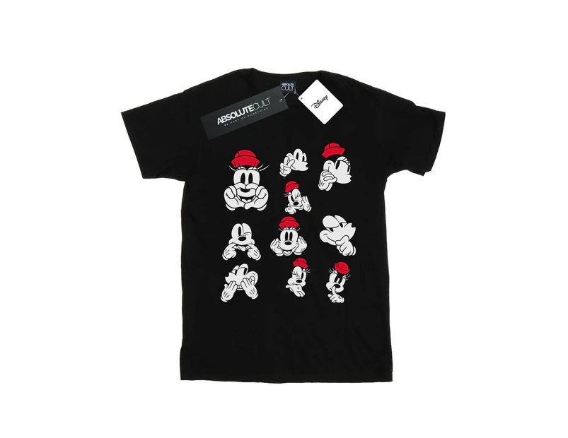 Disney Womens Minnie Mickey Photo Poses Cotton Boyfriend T-Shirt (Black) - BI38132