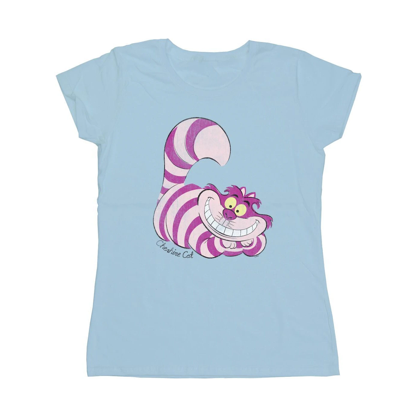 Alice In Wonderland Womens Cheshire Cat Fitted T-Shirt (Baby Blue) - BI380