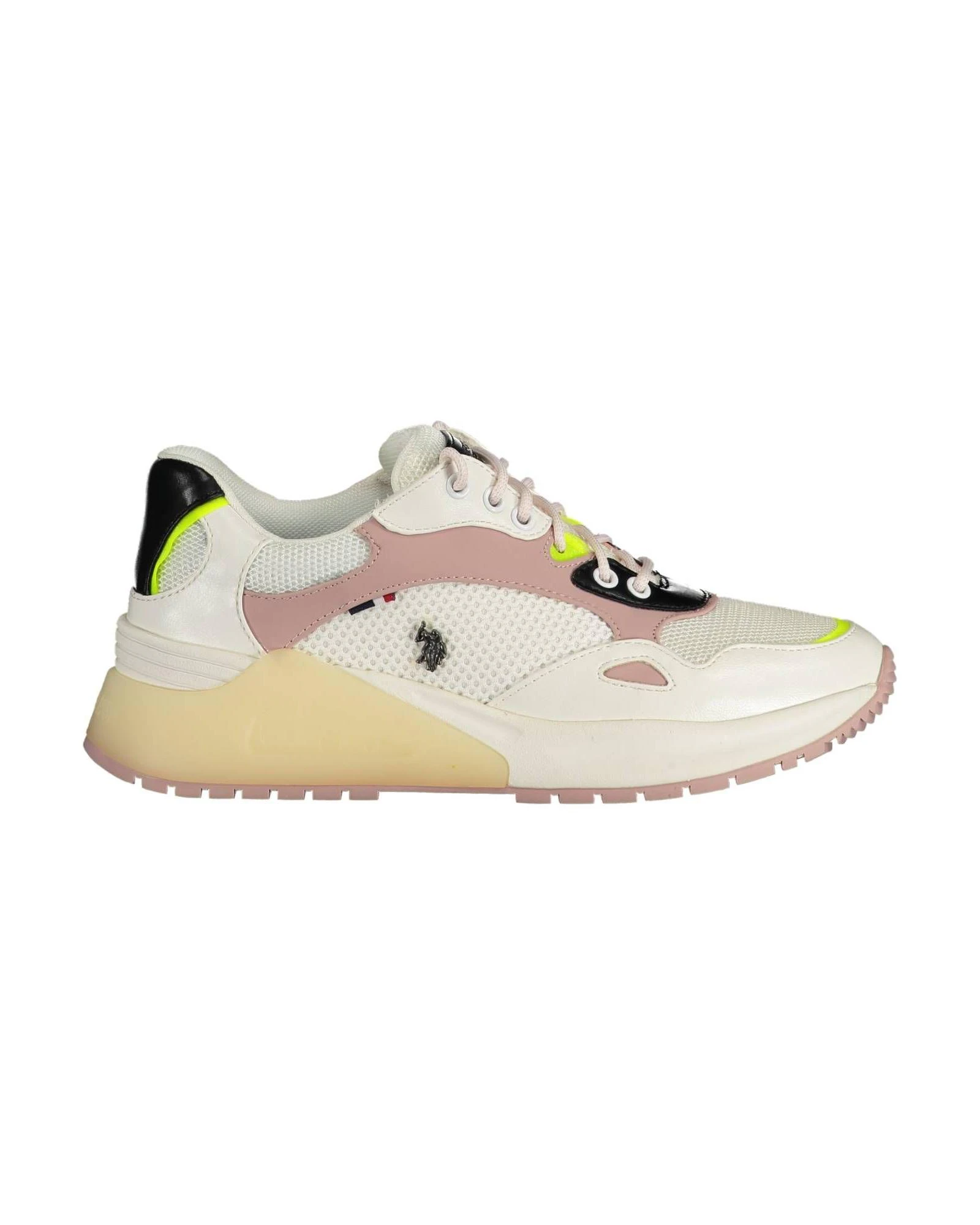 Polyester Sneaker with Contrasting Details and Logo - White