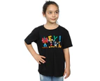 Disney Girls Mickey Mouse Friends Hey Cotton T-Shirt (Black) - BI28825