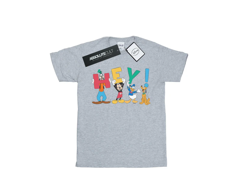 Disney Girls Mickey Mouse Friends Hey Cotton T-Shirt (Sports Grey) - BI28825