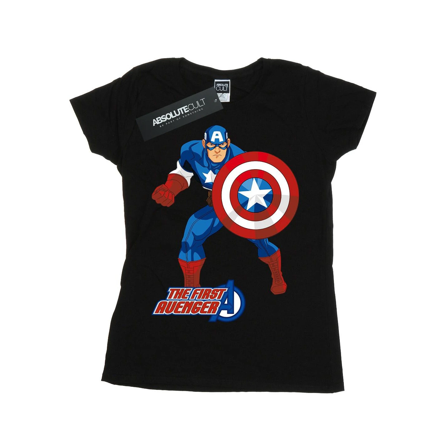 Captain America Womens The First Avenger T-Shirt (Black) - BI352