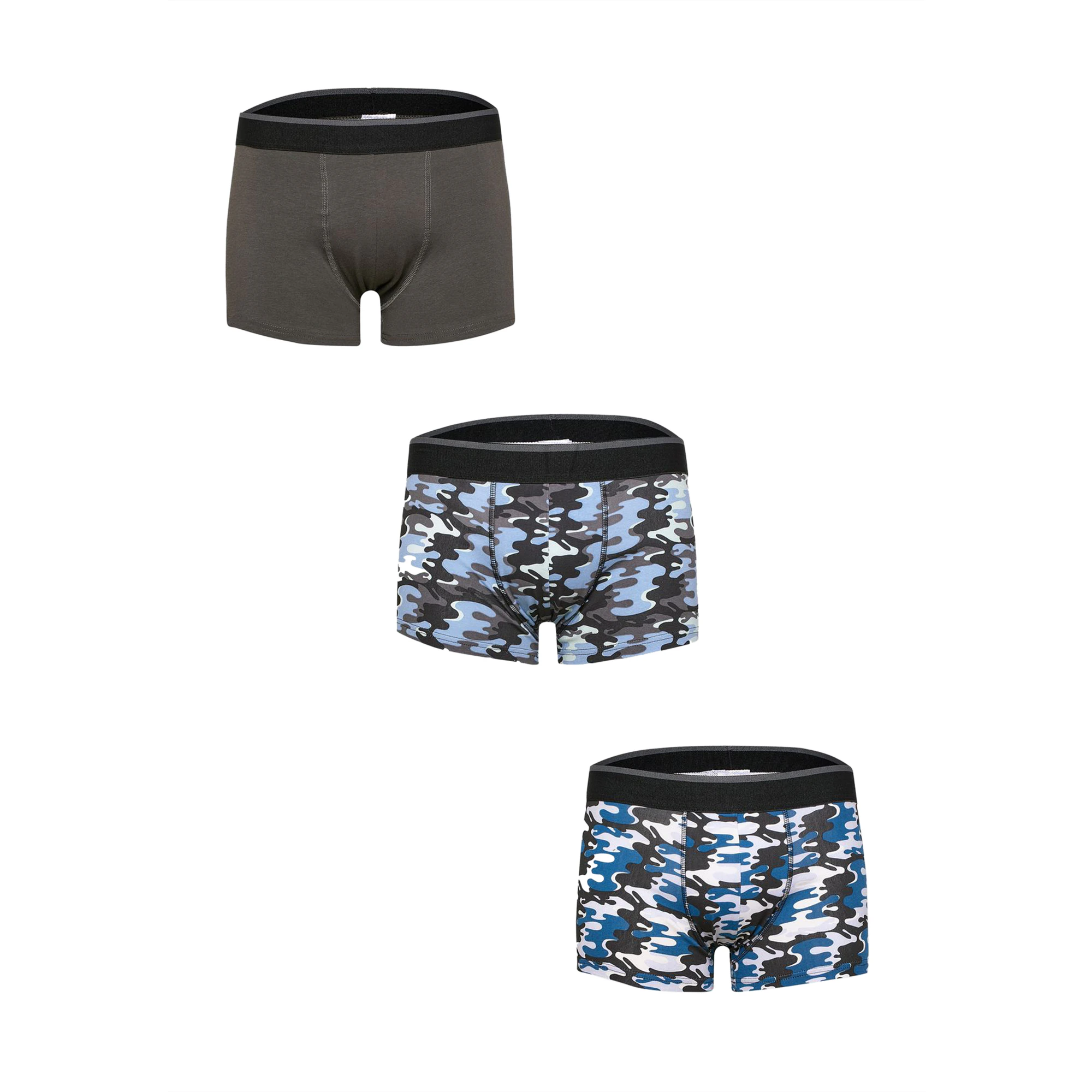 Tom Franks Mens Camo Boxer Shorts (Pack Of 3) (Grey Camo) - UT654