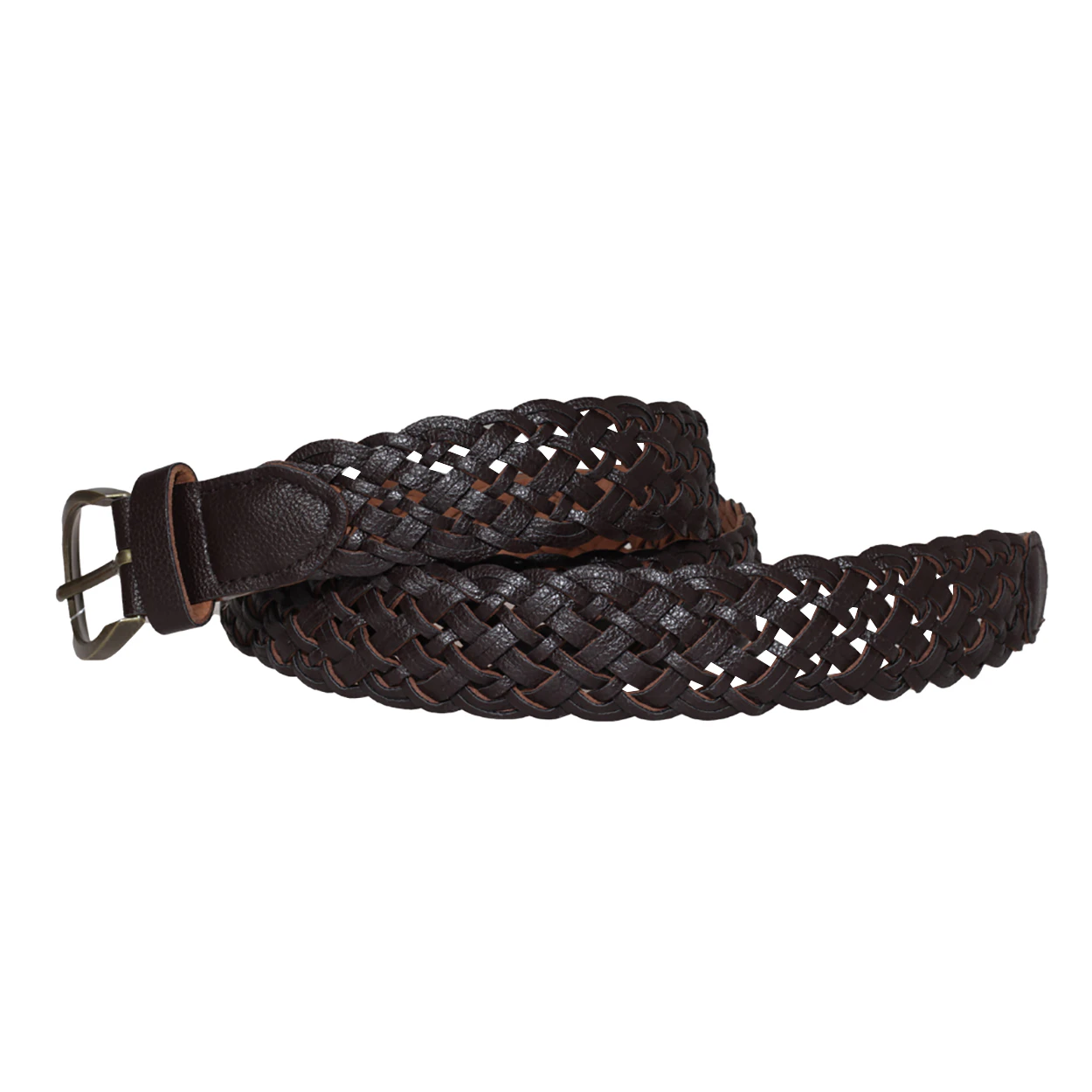 Forest Womens Plait Leather Belt (Chocolate) - UT666