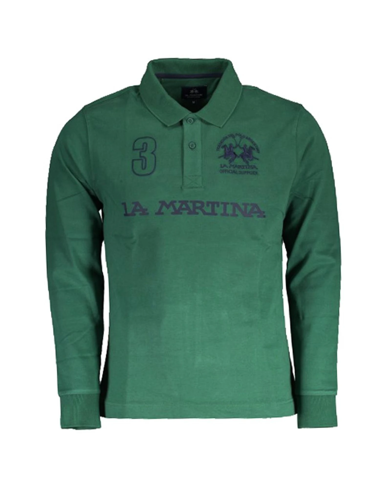 Long-Sleeved Polo Shirt with Logo Embroidery - Green