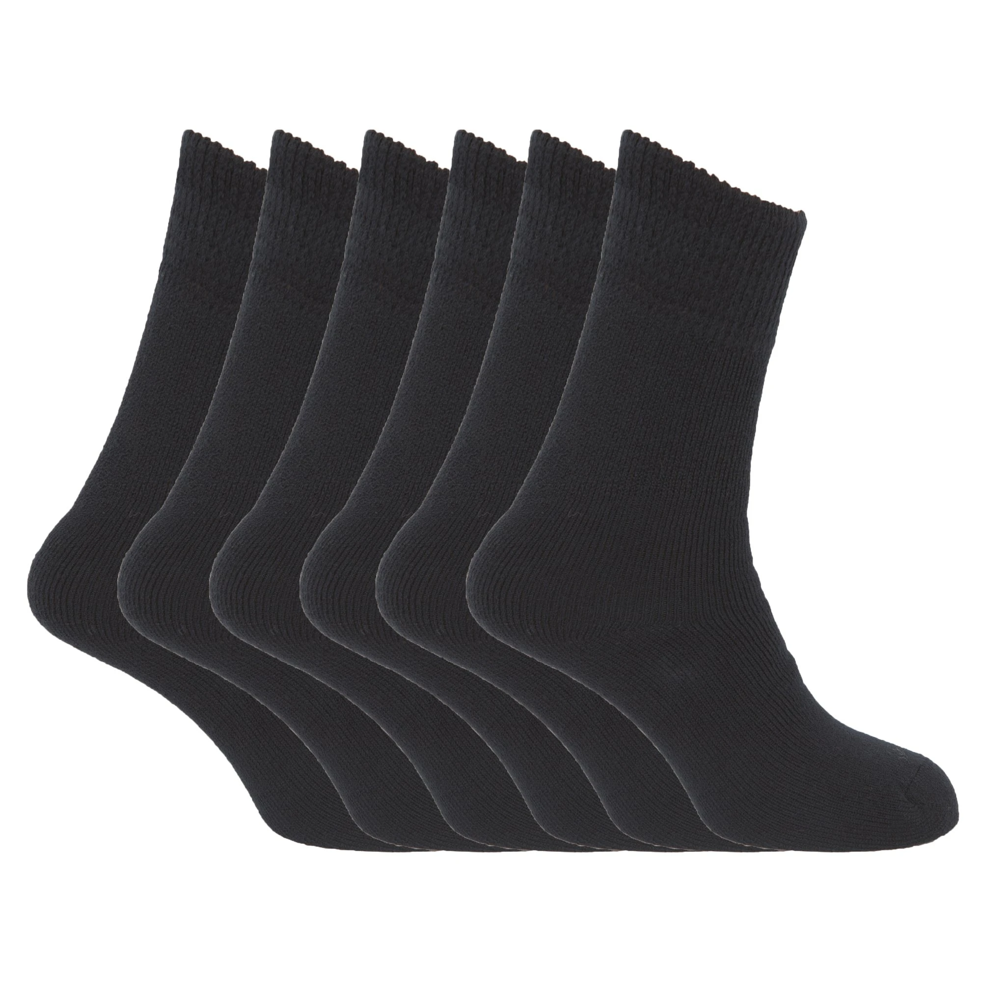 FLOSO Ladies/Womens Premium Quality Multipack Thermal Socks, Double Brushed Inside (Pack Of 6) (Black) - W142