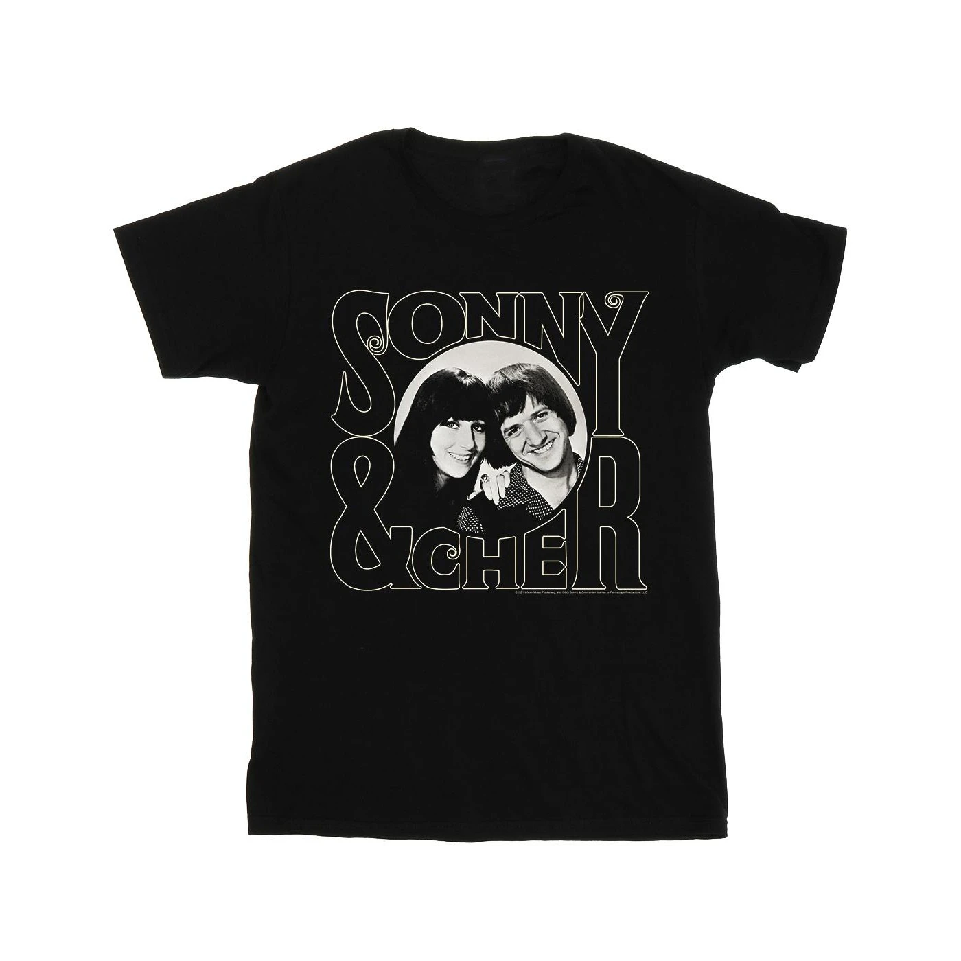 Sonny & Cher Mens Circle Photo T-Shirt (Black) - BI44565