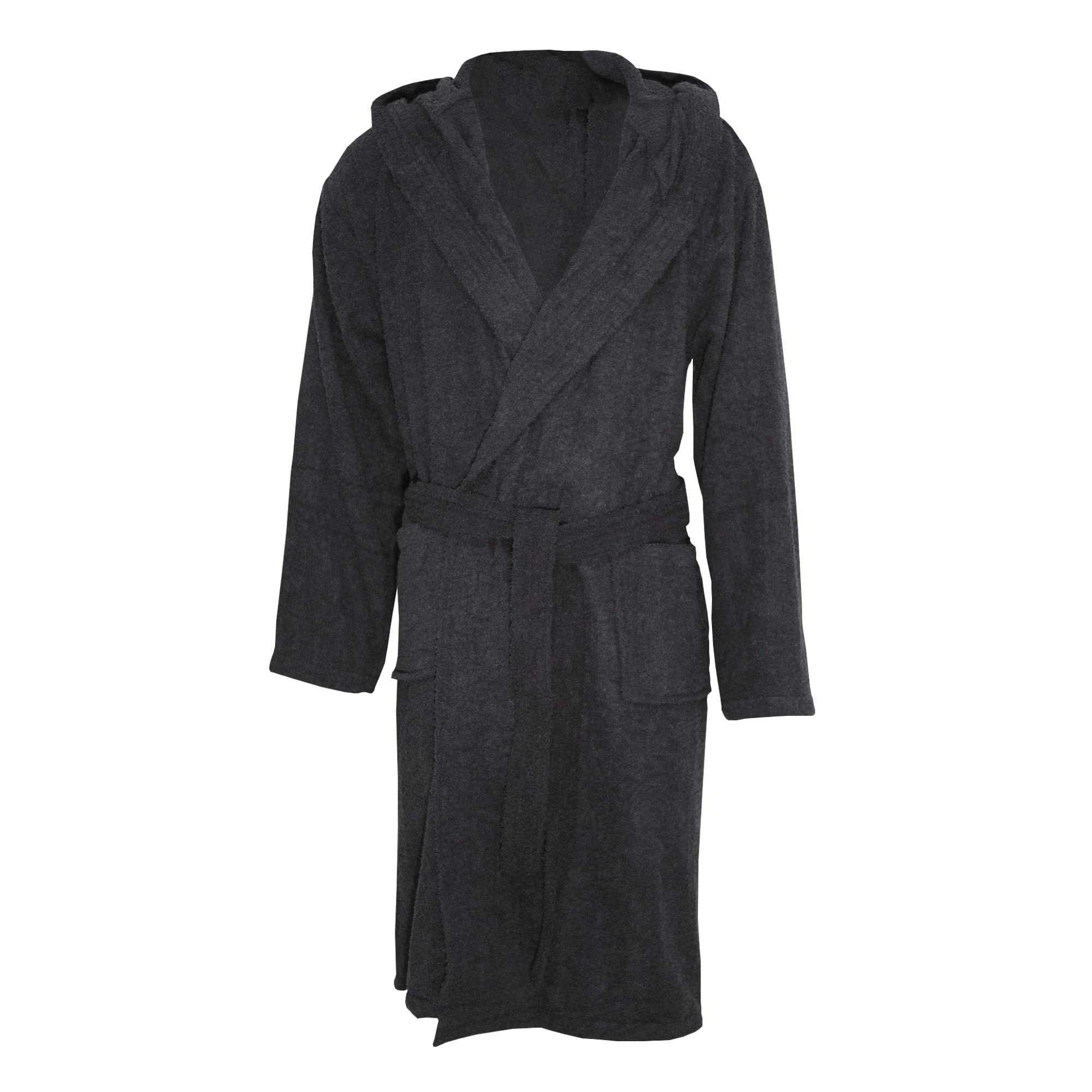 Pierre Roche Mens Soft Towelling Dressing Gown (Dark Grey) - UT1851