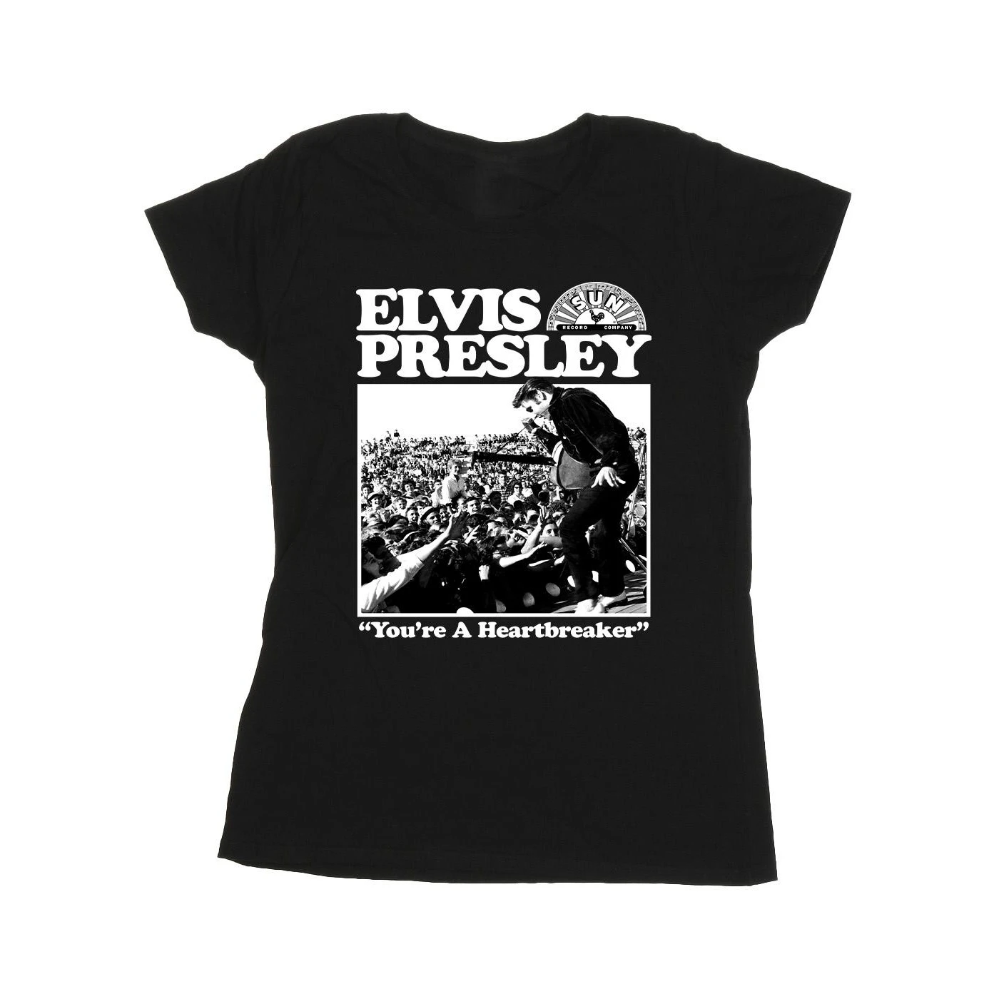 Elvis Womens A Heartbreaker Cotton T-Shirt (Black) - BI37846