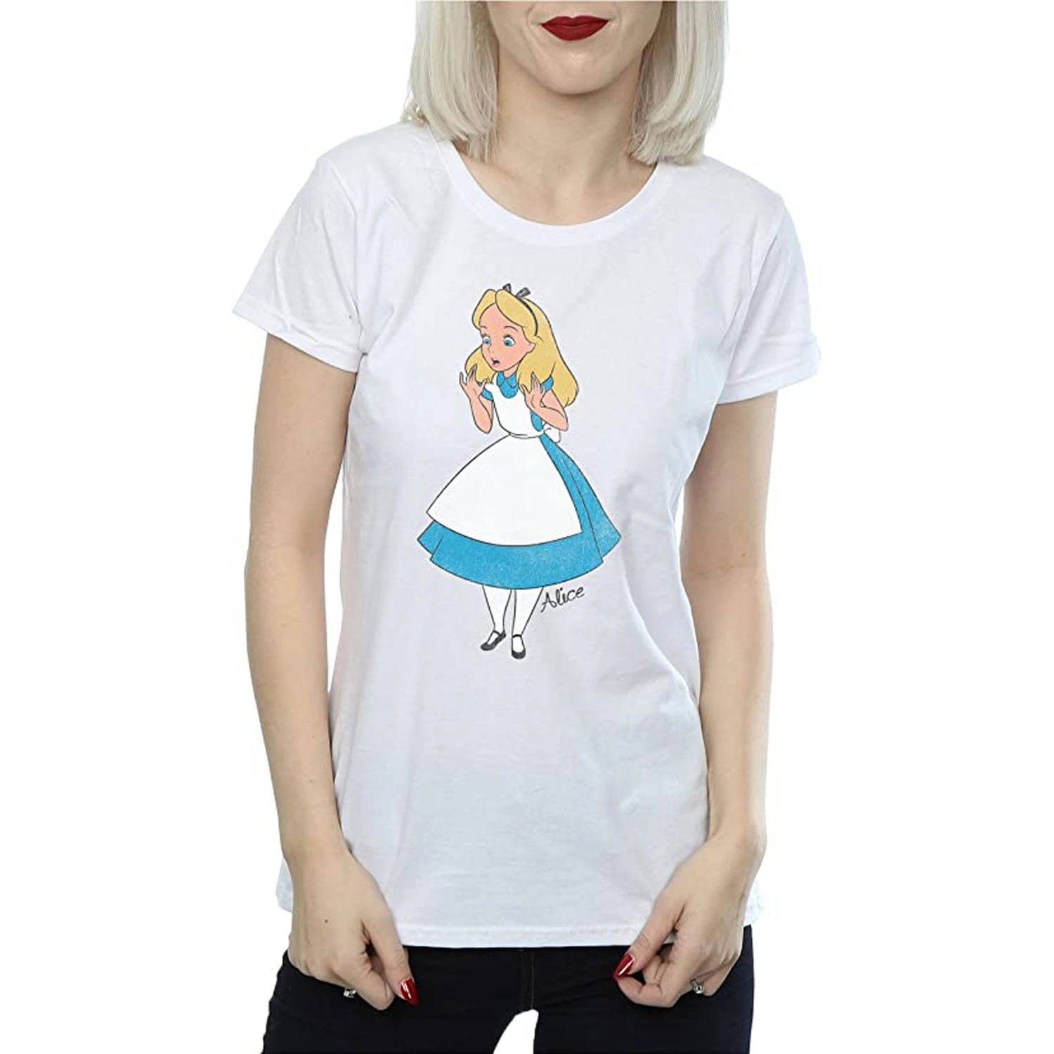 Alice In Wonderland Girls Classic Cotton T-Shirt (White) - BI440