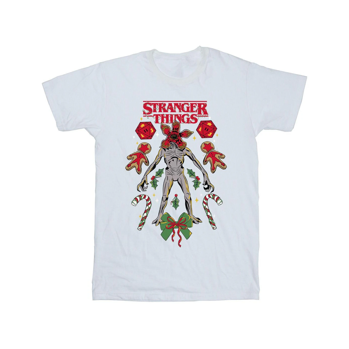 Netflix Boys Stranger Things Christmas Demogorgon T-Shirt (White) - BI34311