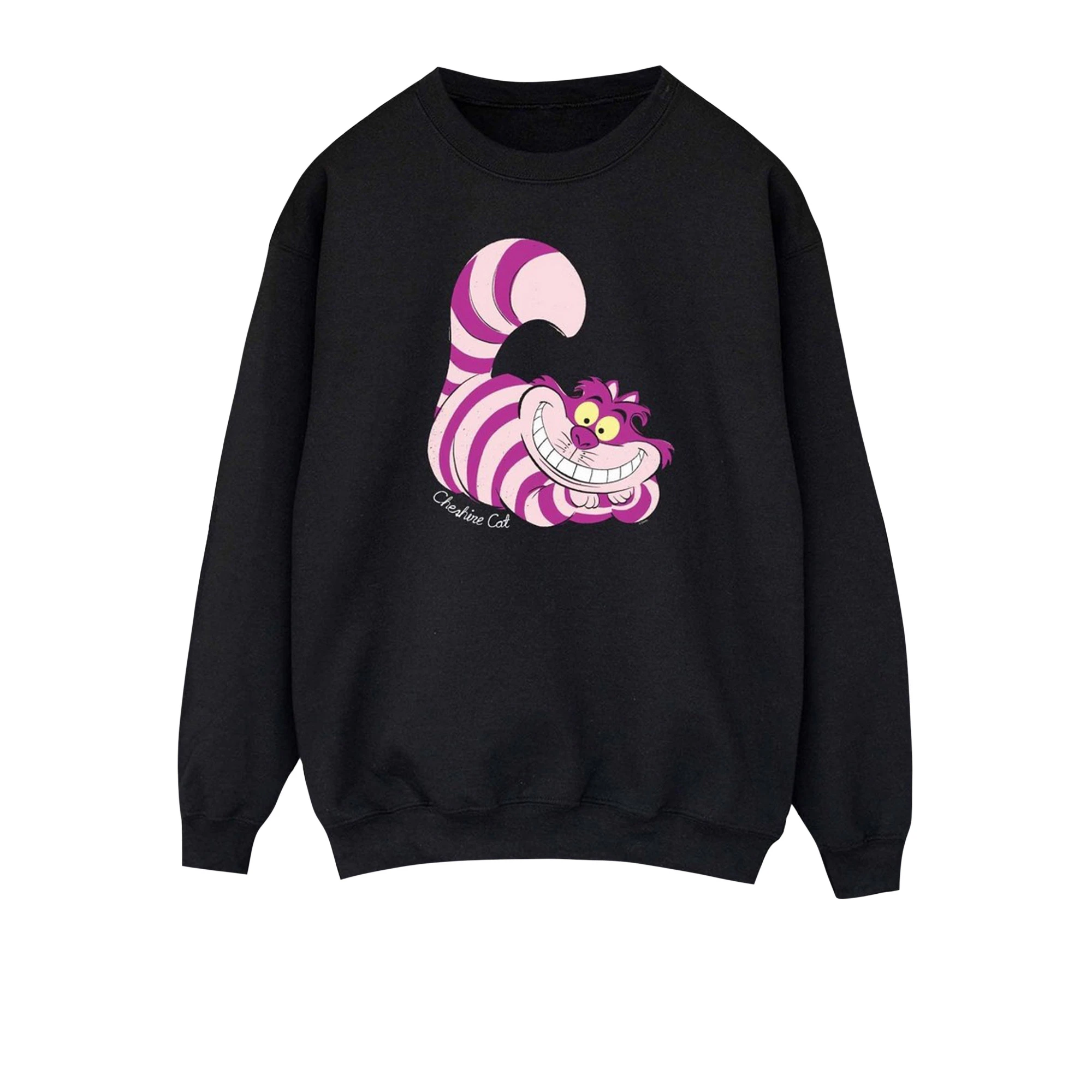 Alice In Wonderland Womens Cheshire Cat Sweatshirt (Black) - BI349