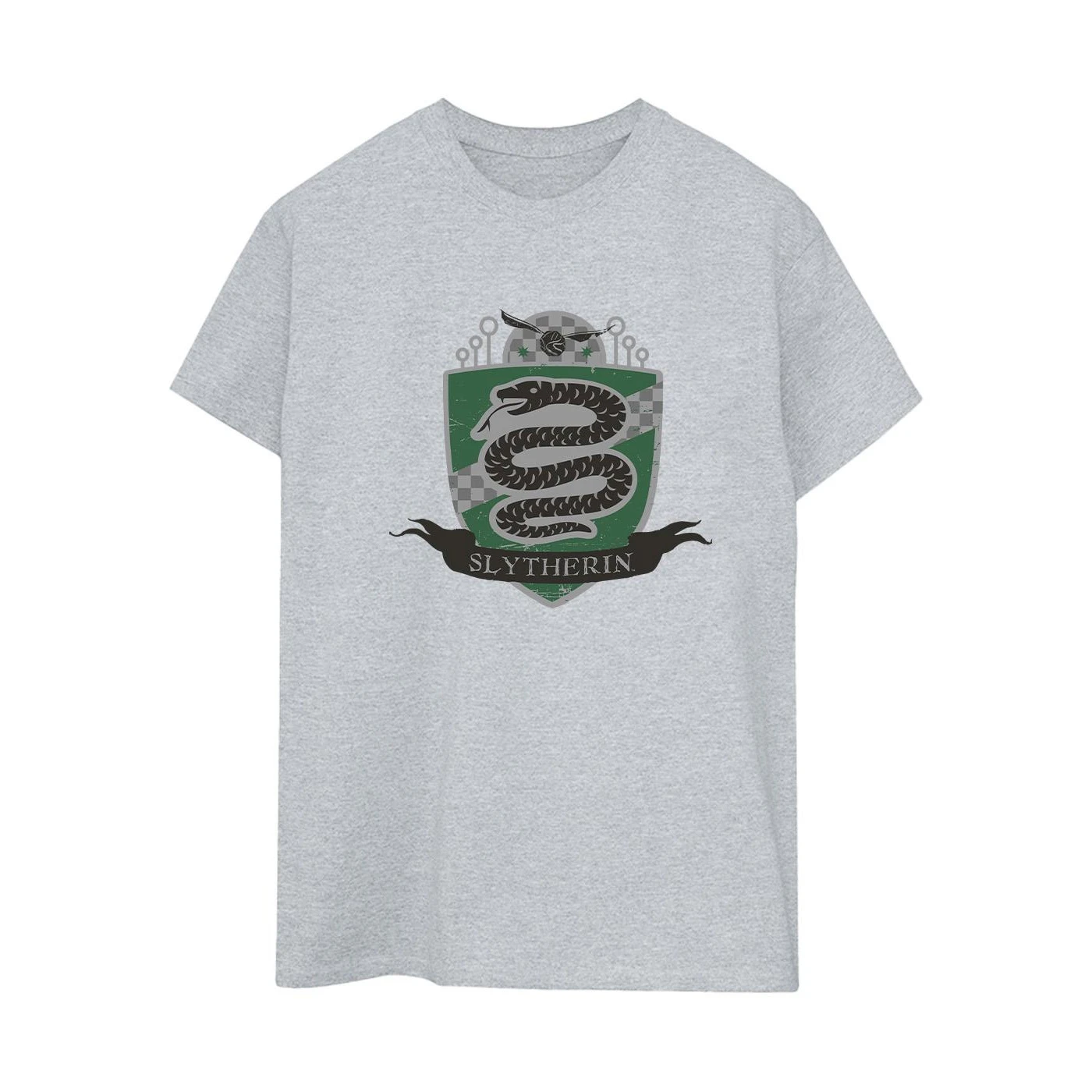 Harry Potter Womens Slytherin Chest Badge Cotton Boyfriend T-Shirt (Sports Grey) - BI27865