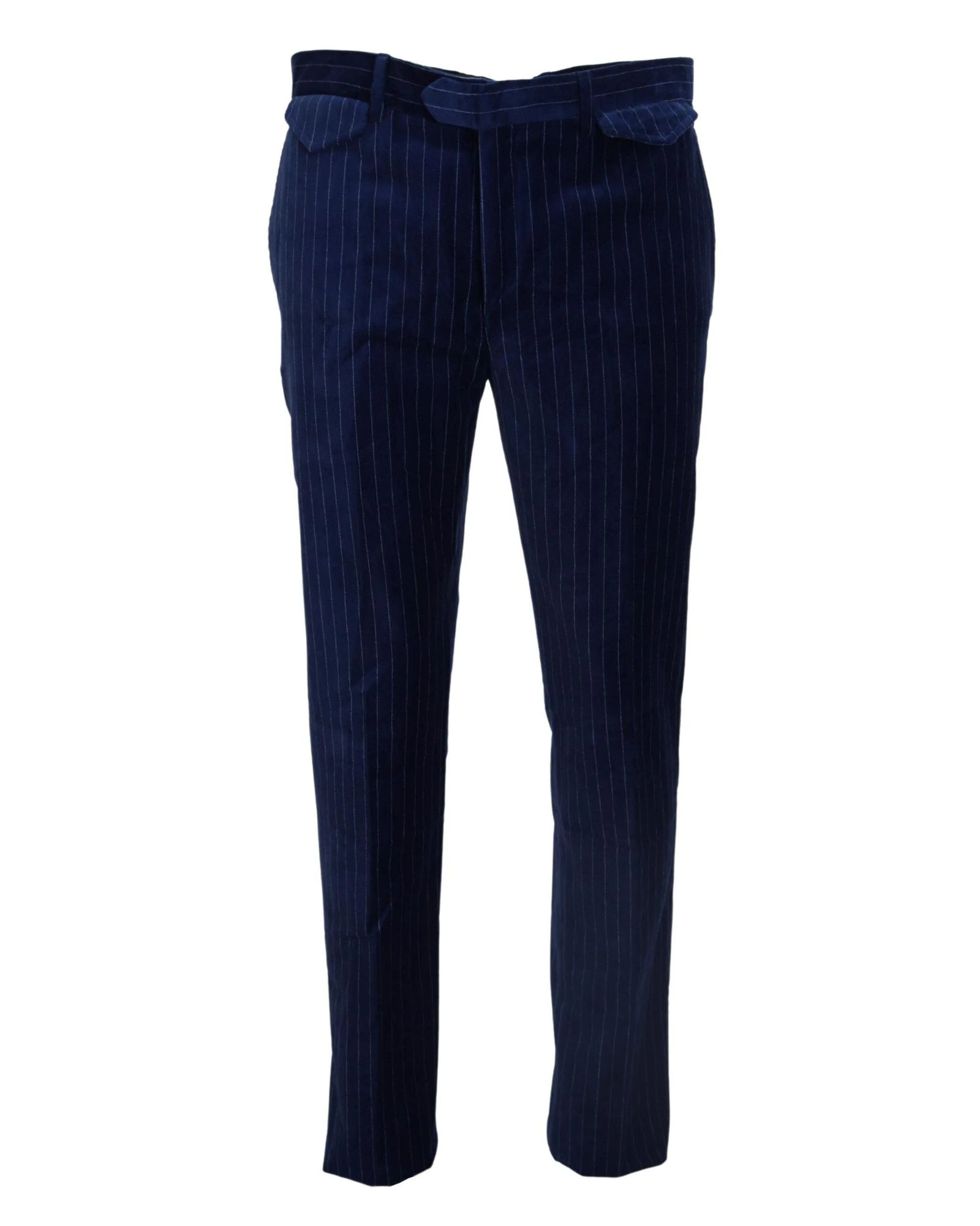 Blue Stripe Italian Cotton Dress Pants - Blue