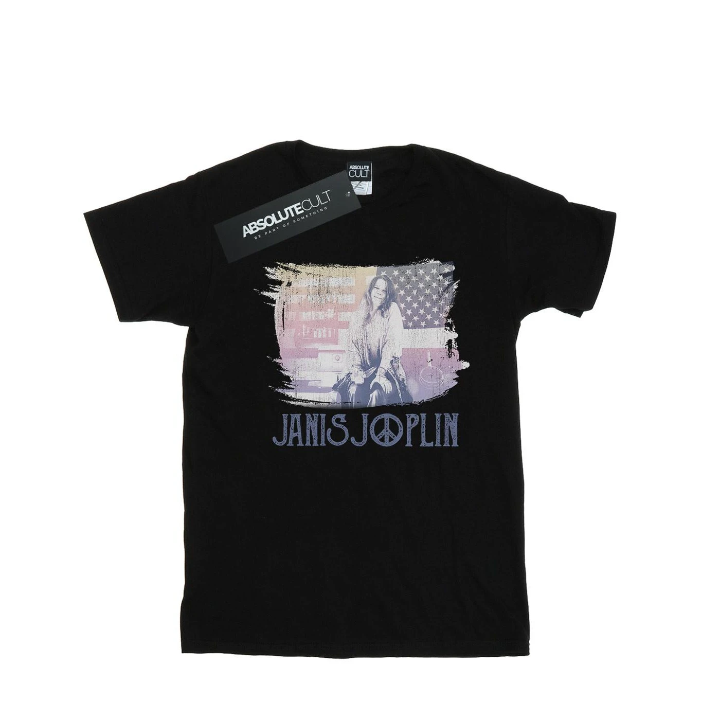 Janis Joplin Mens Stove Flag T-Shirt (Black) - BI44464