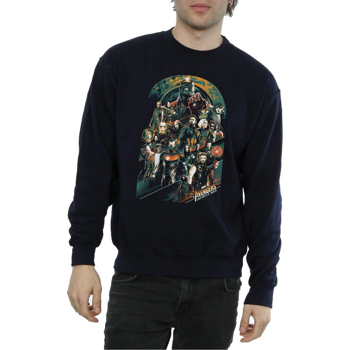 Avengers Infinity War Mens Team Cotton Sweatshirt (Navy Blue) - BI736