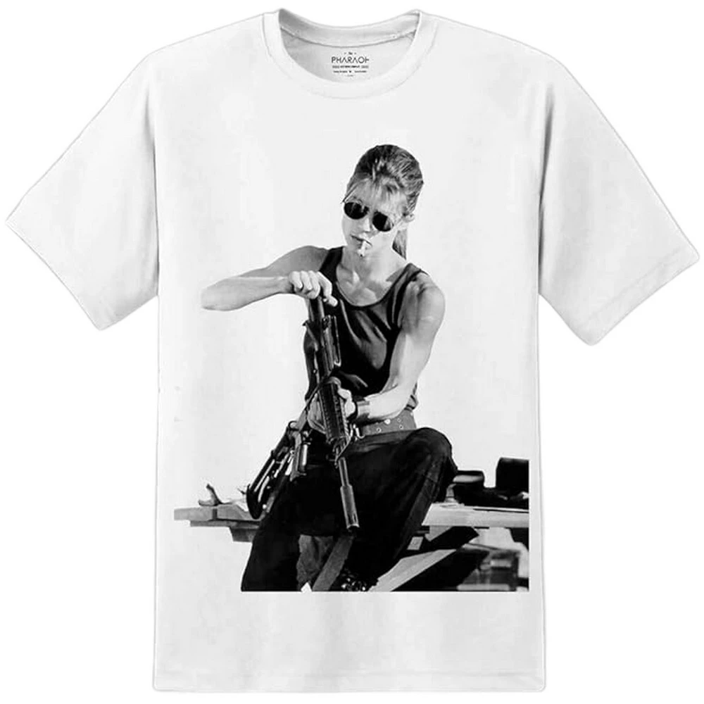 Terminator 2 Mens Sarah Connor T-Shirt (White) - TV2911