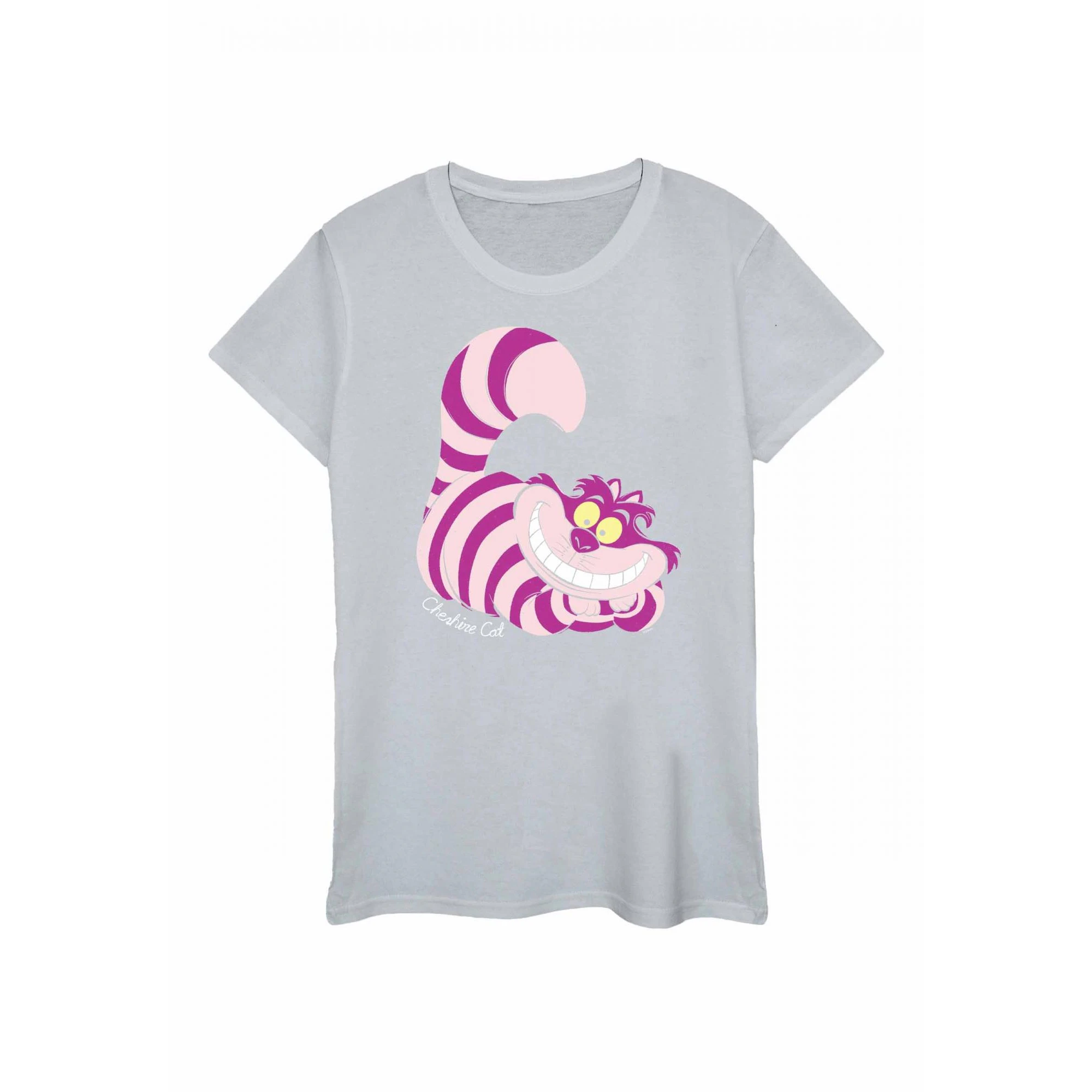 Alice In Wonderland Womens Cheshire Cat Fitted T-Shirt (Heather Grey/Pink/Purple) - BI385