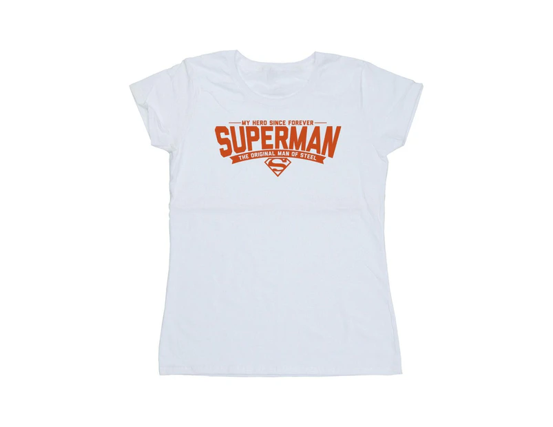 DC Comics Womens Superman Hero Dad Cotton T-Shirt (White) - BI39614