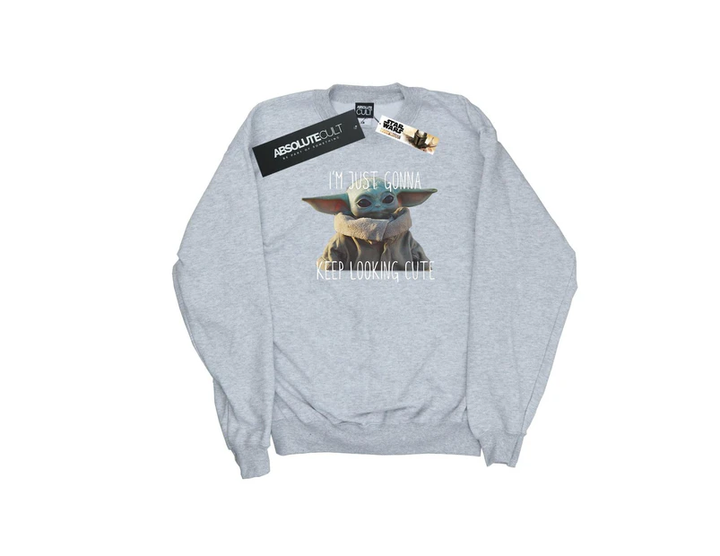 Star Wars Girls The Mandalorian Keep Looking Cute Sweatshirt (Sports Grey) - BI38040