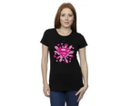 DC Comics Womens Superman Pink Hearts And Stars Logo Cotton T-Shirt (Black) - BI39569