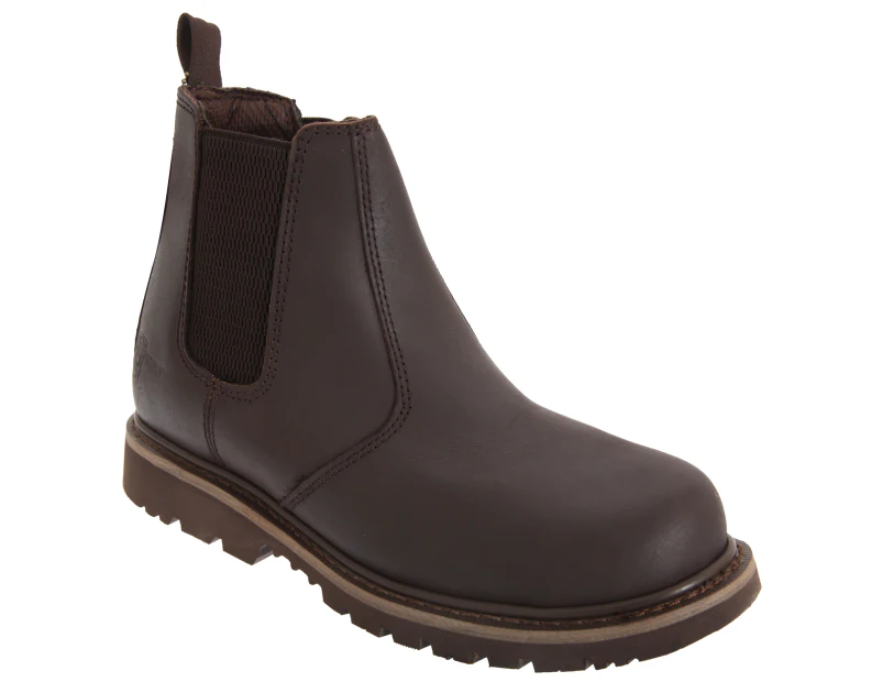 Grafters Mens Safety Chelsea Boots (Brown) - DF670