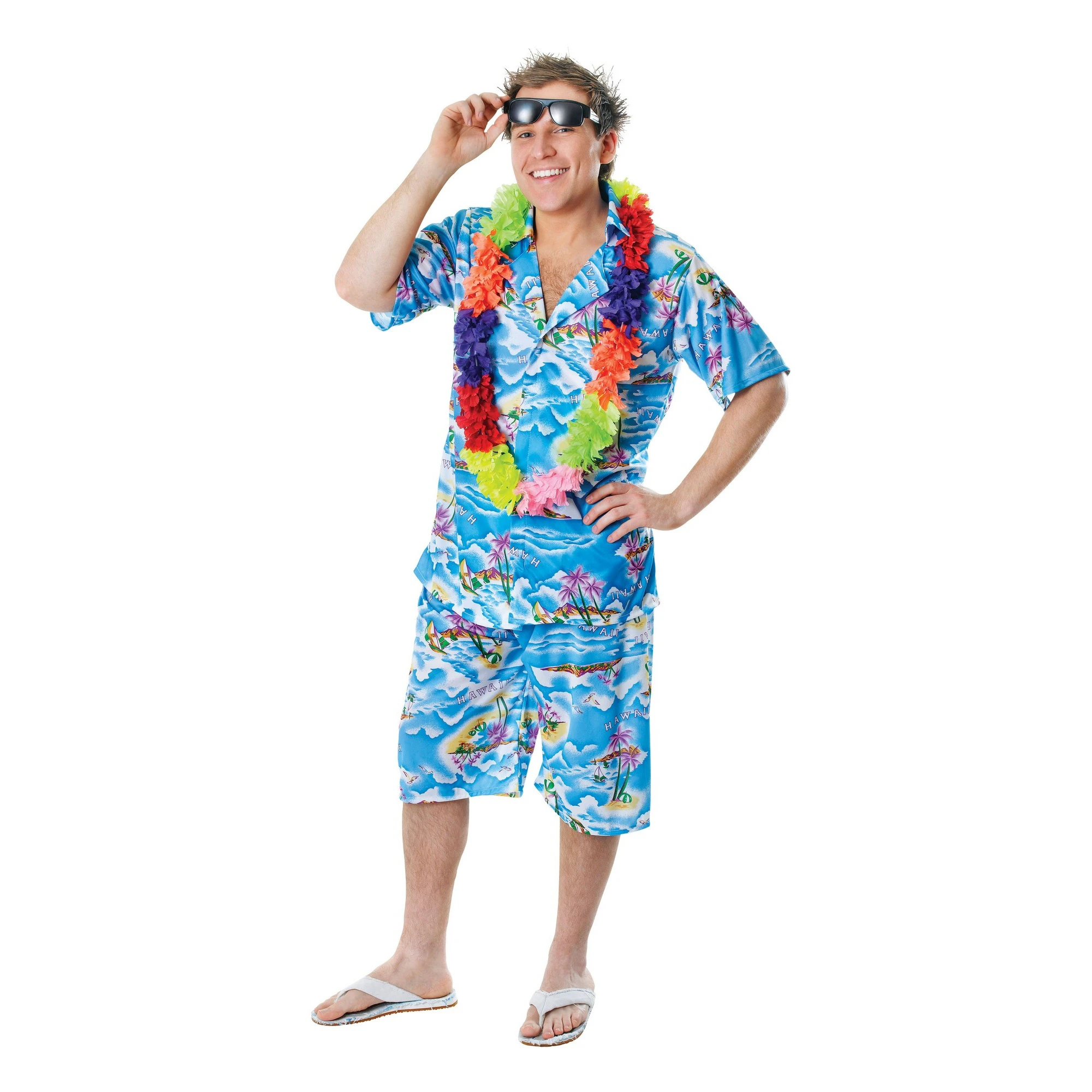 Bristol Novelty Mens Hawaiian Shirt And Shorts (Blue) - BN344