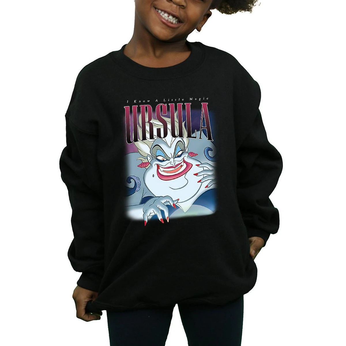 The Little Mermaid Girls Ursula Montage Cotton Sweatshirt (Black) - BI835