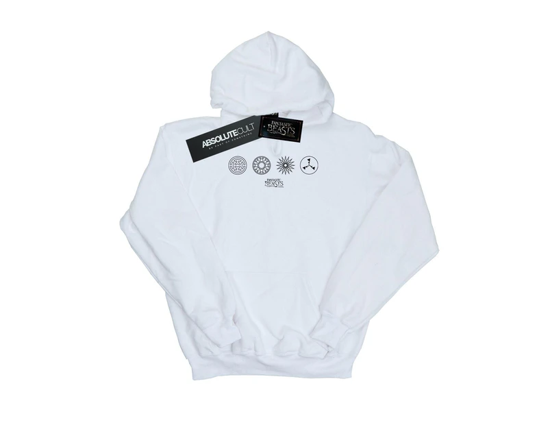 Fantastic Beasts Mens Circular Icons Hoodie (White) - BI9661