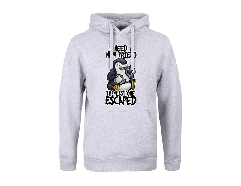 Psycho Penguin Mens I Need A New Friend Hoodie (Grey) - GR2936