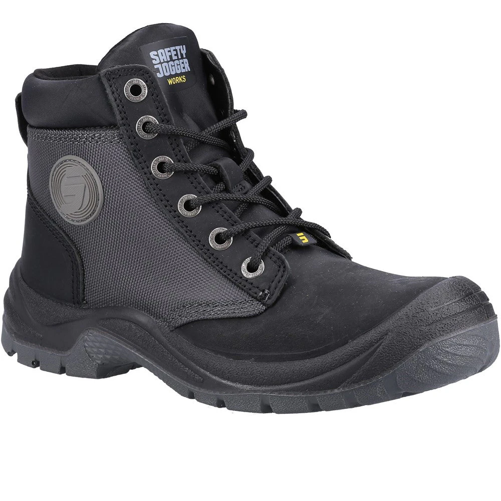 Safety Jogger Mens Dakar Leather Safety Boots (Black/Dark Grey) - FS9003