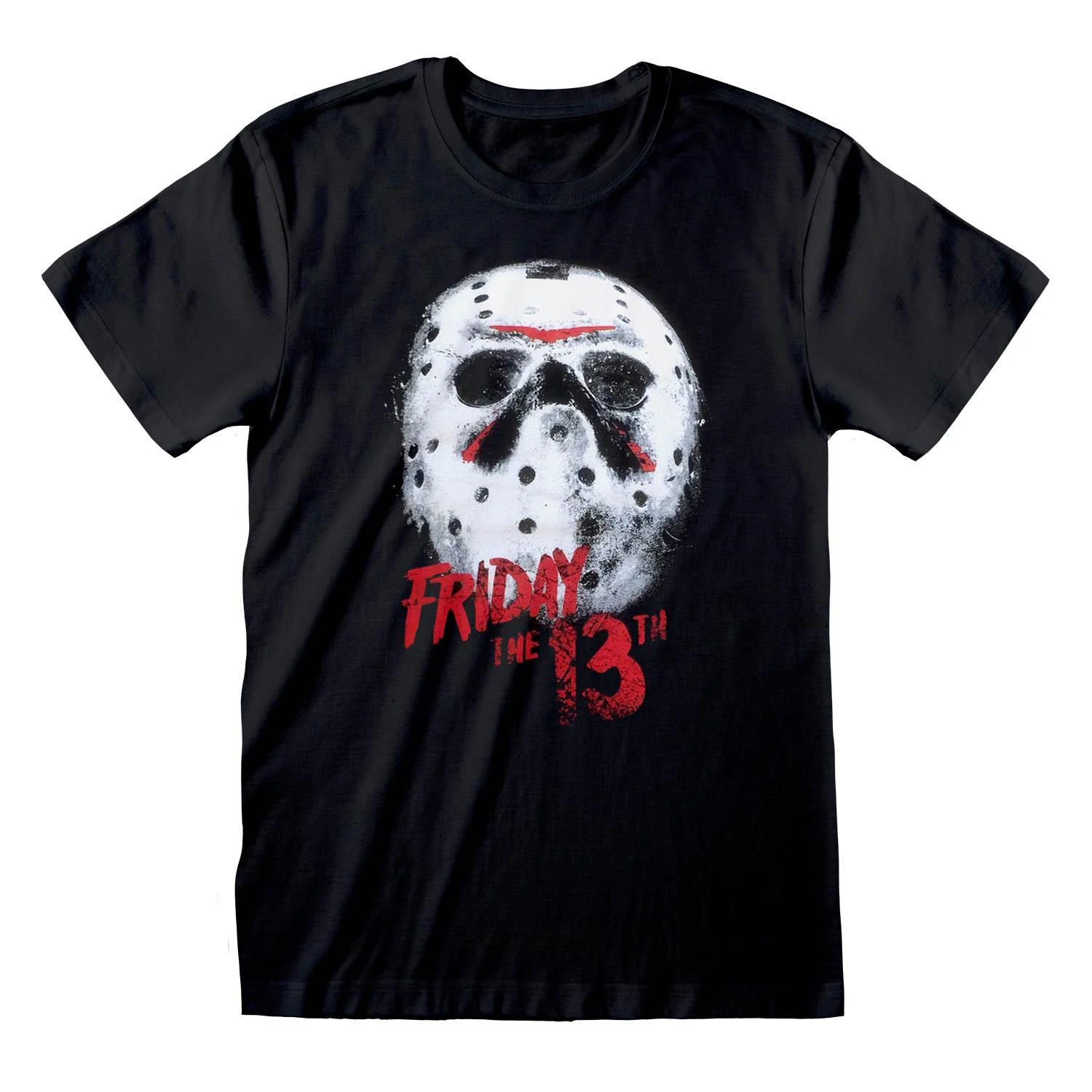 Friday The 13th Unisex Adult White Mask T-Shirt (Black) - HE654