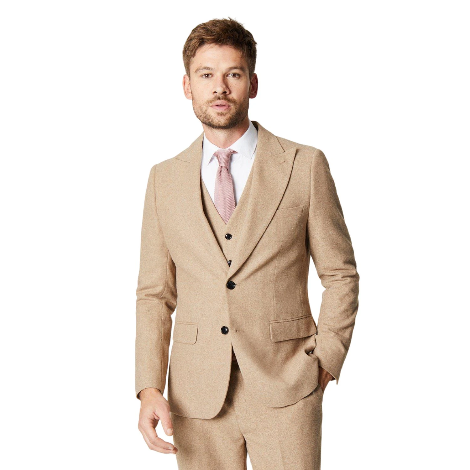 Burton Mens Tweed Slim Suit Jacket (Neutral) - BW1239