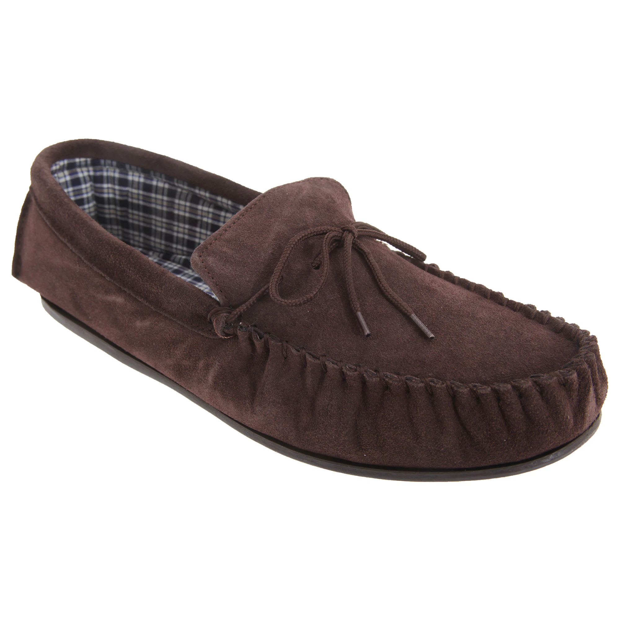 Mokkers Mens Bruce Real Suede Moccasin Slippers (Dark Brown) - DF816