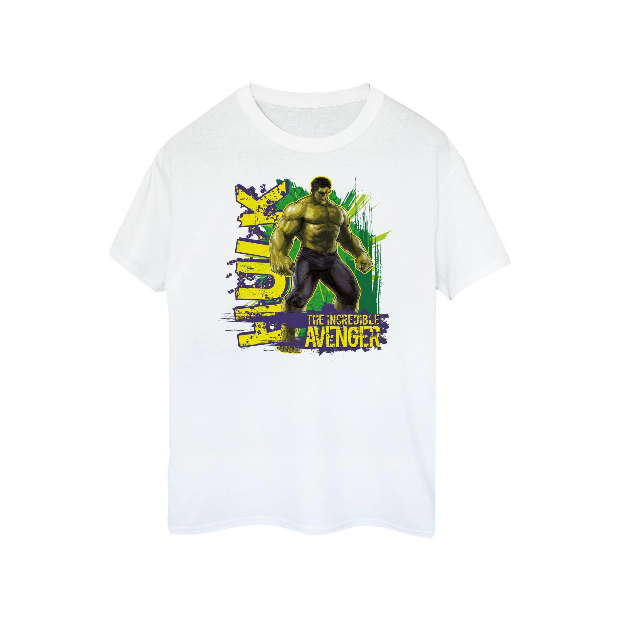 Hulk Womens Incredible Avenger Boyfriend T-Shirt (White/Yellow) - BI393