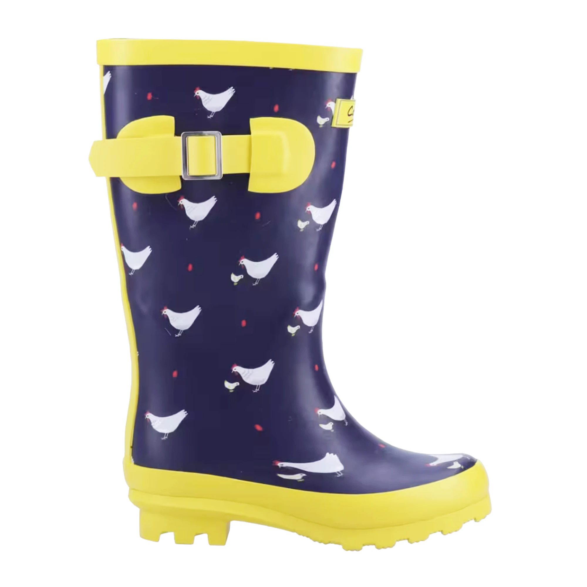 Cotswold Childrens/Kids Farmyard Chicken Wellington Boots (Navy/Yellow) - FS9714