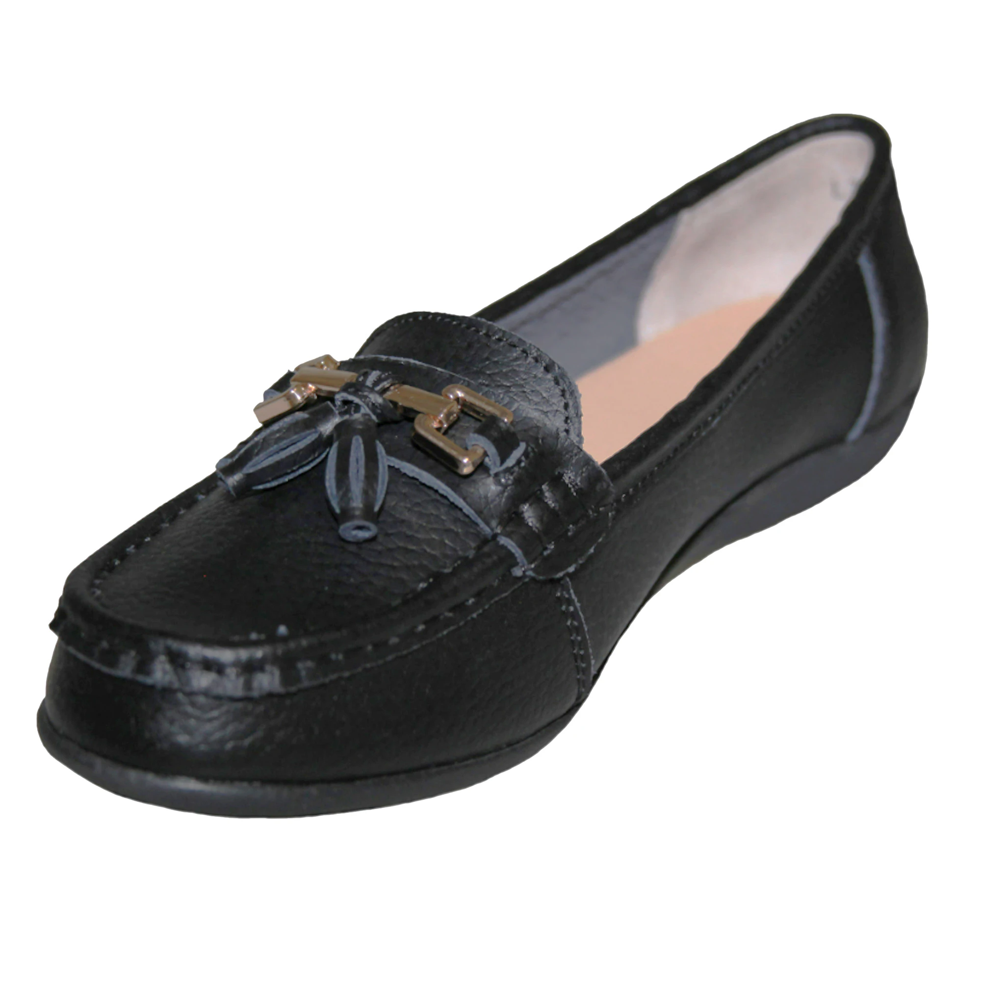 Boulevard Womens Action Leather Tassle Loafers (Black) - DF1910