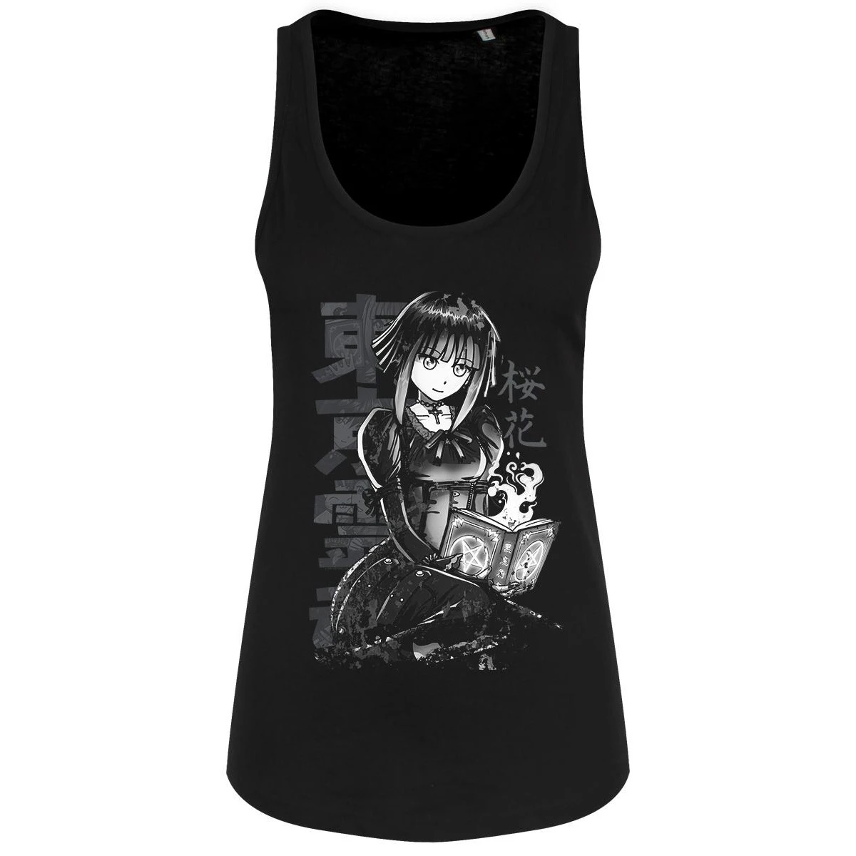 Tokyo Spirit Womens Oka Monochrome Vest Top (Black) - GR4111