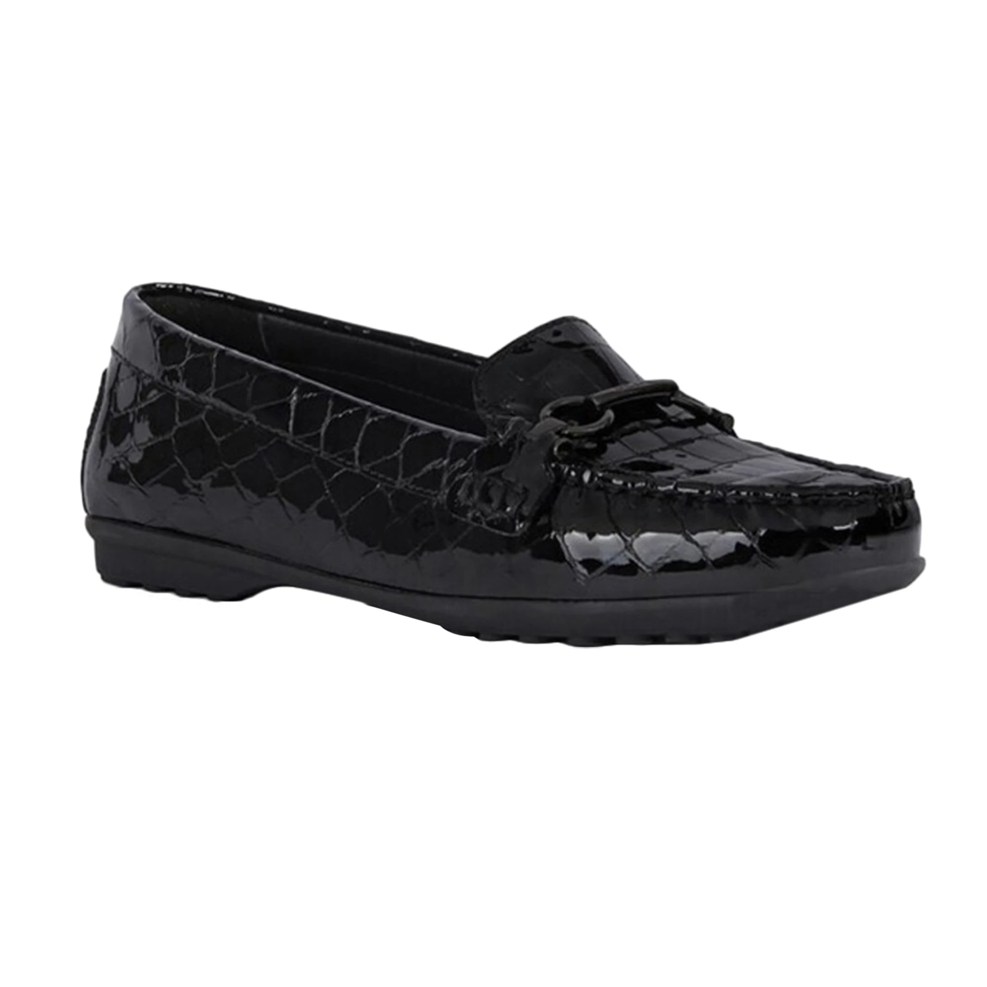 Geox Womens Elidia Leather Loafers (Black) - FS8202