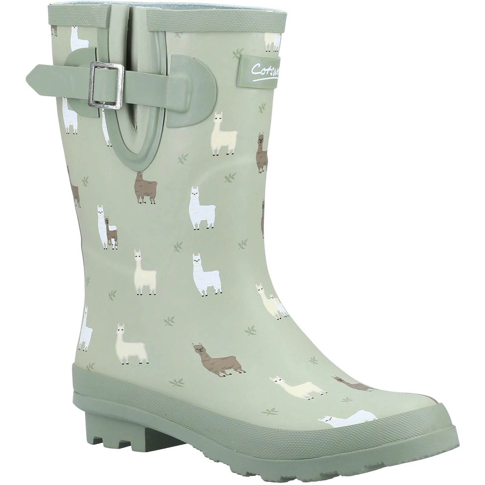 Cotswold Womens Farmyard Alpaca Mid Calf Wellington Boots (Green) - FS9711