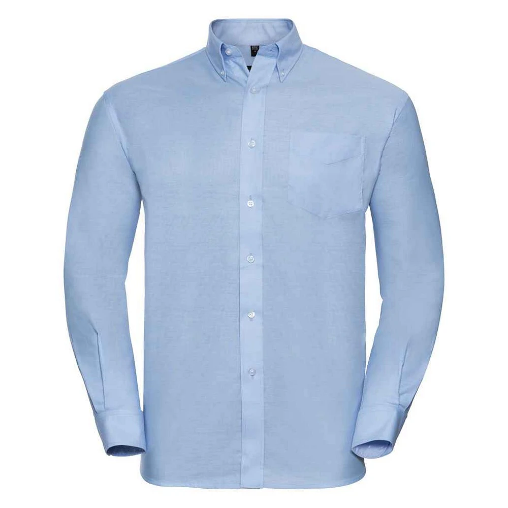 Russell Collection Mens Oxford Easy-Care Long-Sleeved Formal Shirt (Oxford Blue) - PC5835